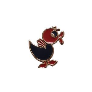 Vintage 1960s Small Enamel‎ Cartoon Duck Pin Brooch Blue Red Gold Tone Cute